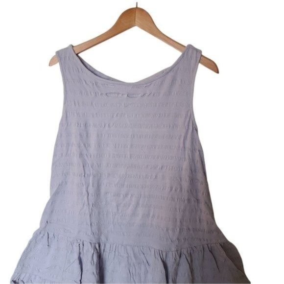 Anthropologie Flounced Open-Back Mini Dress Lavender L Large NWT Texturized Stre - Picture 6 of 14
